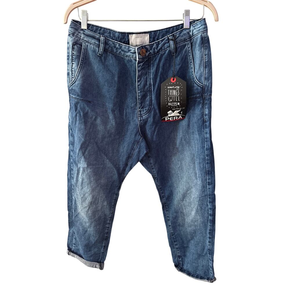 NWT One Teaspoon Sz 26 Relaxed Straight Leg Dropped Crotch Denim Blue Jeans